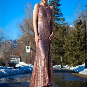 Gold Sequin Prom Dress